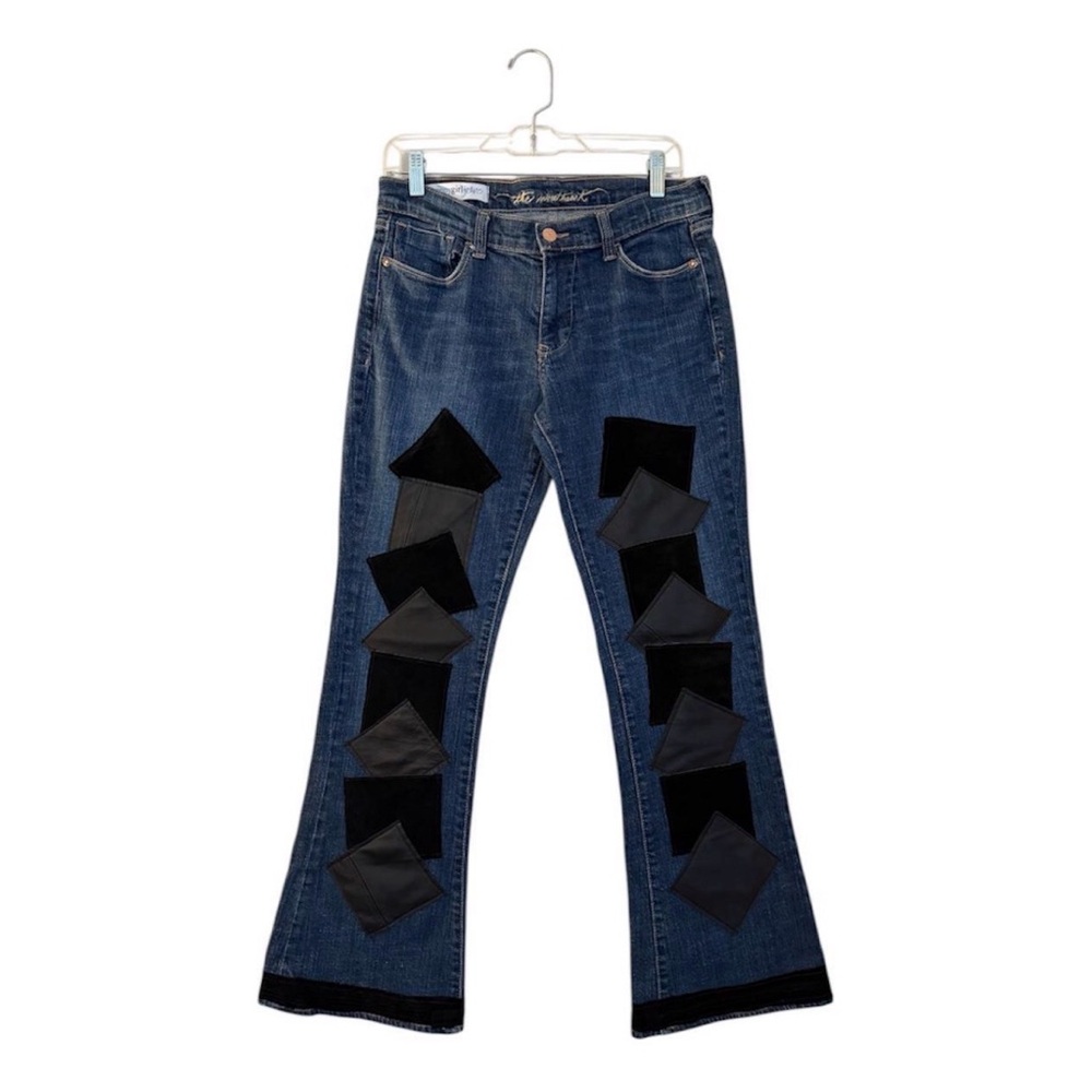 Old Navy Blue Flare Jeans with Black Accents